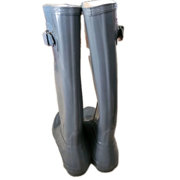 Hunter Womens Gray Original Tall Gloss Rain Boots Waterproof Stylish Boot 9 - Picture 5 of 13
